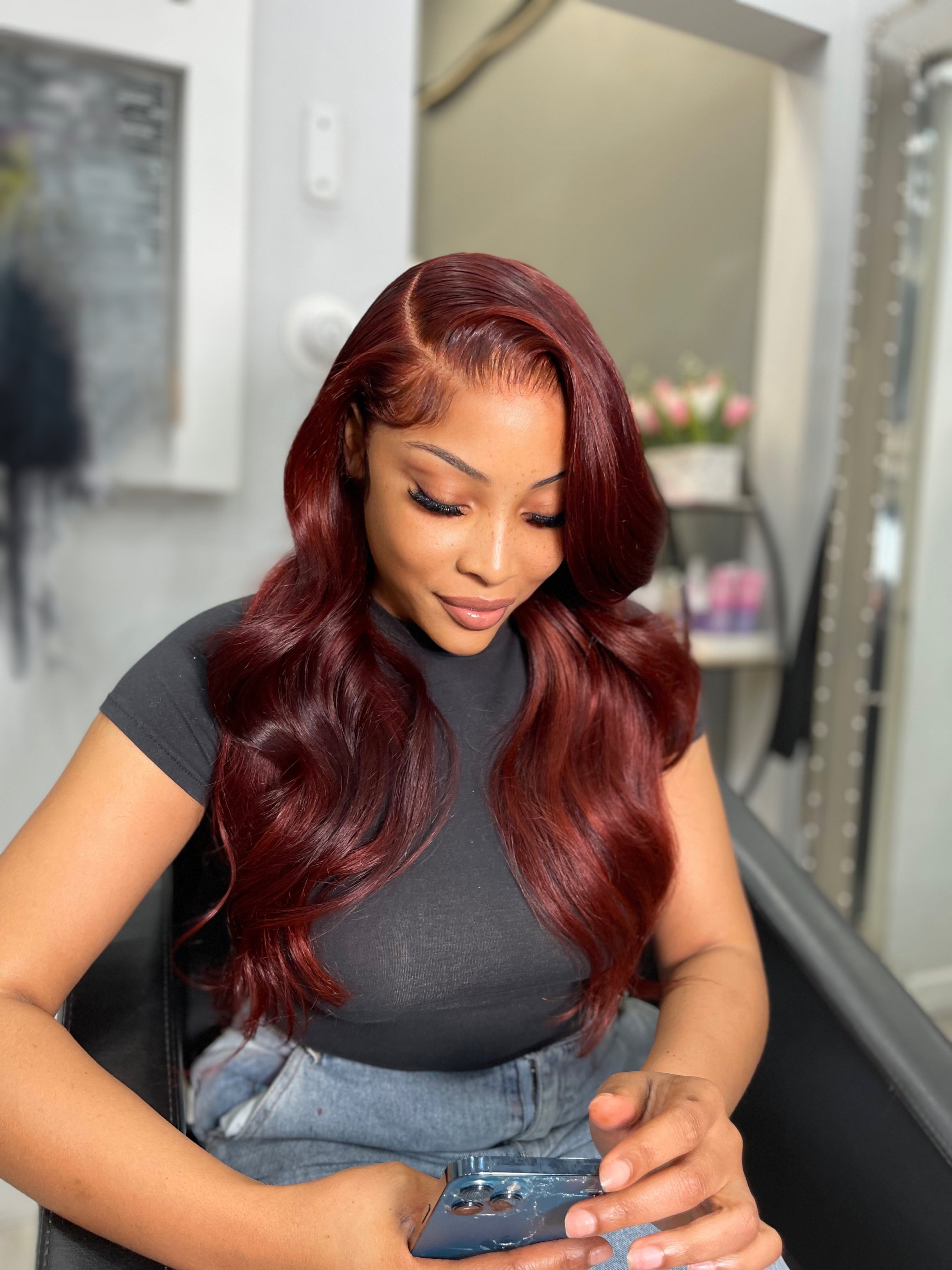 Chocolate Burgundy Hd wig