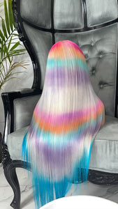‘TIED TO SPRING’ custom tie-dye color full lace wig